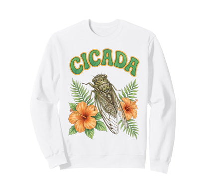 Cicada Groovy Floral Cicada Watercolor Sweatshirt - Trendy Graphic Unisex - T-Shirt, Sweatshirt, Hoodie