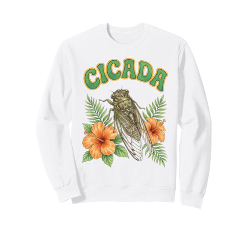 Cicada Groovy Floral Cicada Watercolor Sweatshirt - Trendy Graphic Unisex - T-Shirt, Sweatshirt, Hoodie
