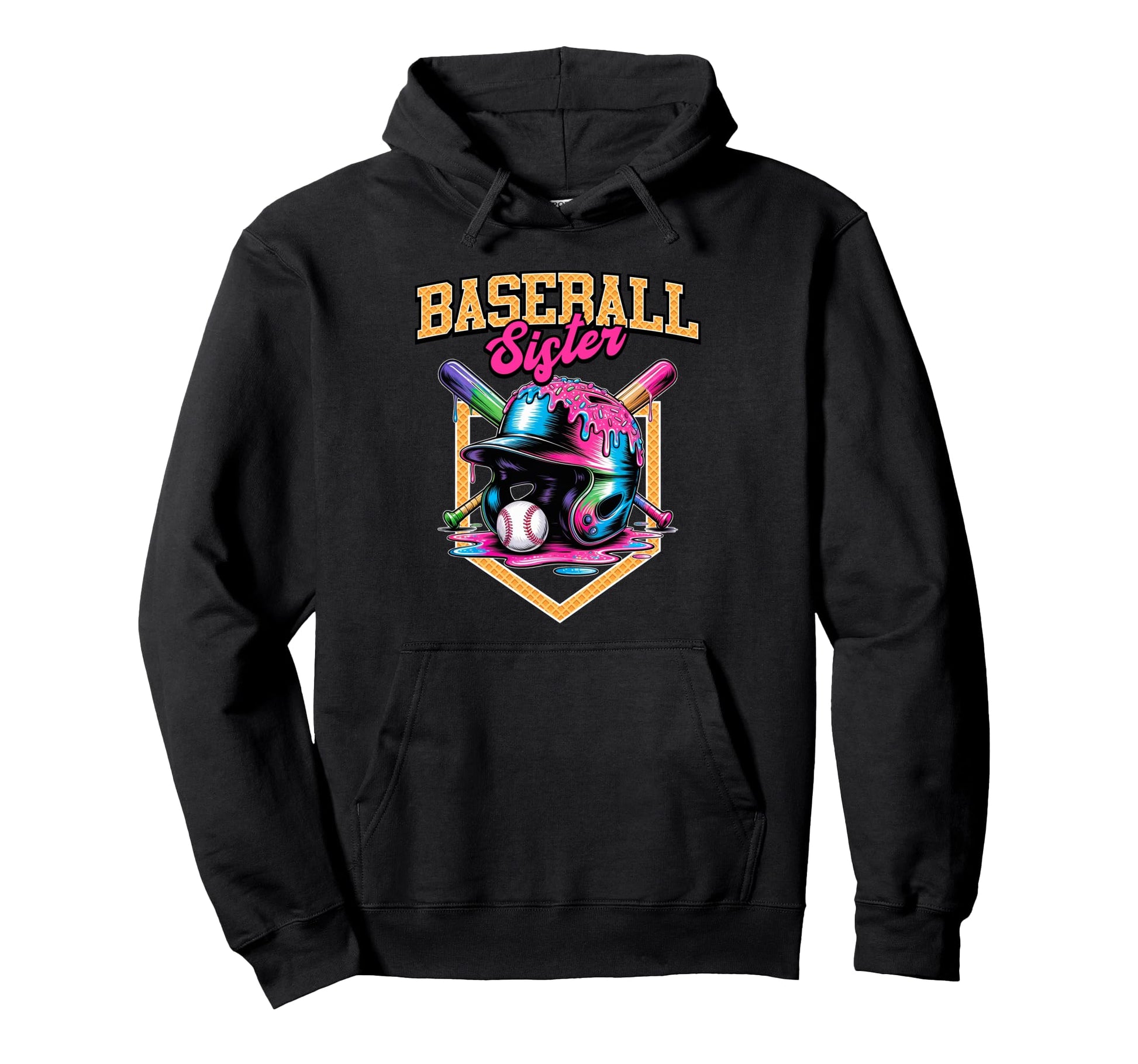 Baseball Sister Tie Dye Baseball Drip Hoodie - Fun Novelty Design Unisex - T-Shirt, Sweatshirt, Hoodie