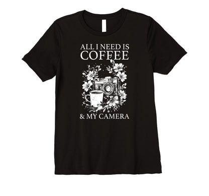 Womens Photographer Coffee Camera T-Shirt - Casual Everyday Wear Unisex - T-Shirt, Sweatshirt, Hoodie