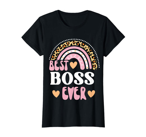 Best Boss Ever Leopard Rainbow T-Shirt - Novelty Apparel for Adults - T-Shirt, Sweatshirt, Hoodie
