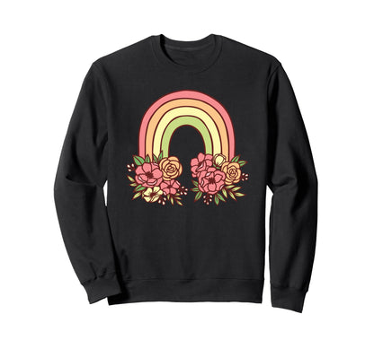 Pretty Flower Rainbow Springtime Sweatshirt - Minimalist Print Men Women - T-Shirt, Sweatshirt, Hoodie