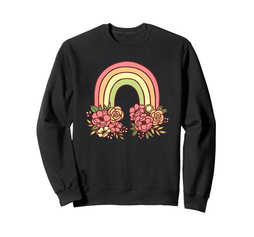 Pretty Flower Rainbow Springtime Sweatshirt - Minimalist Print Men Women - T-Shirt, Sweatshirt, Hoodie