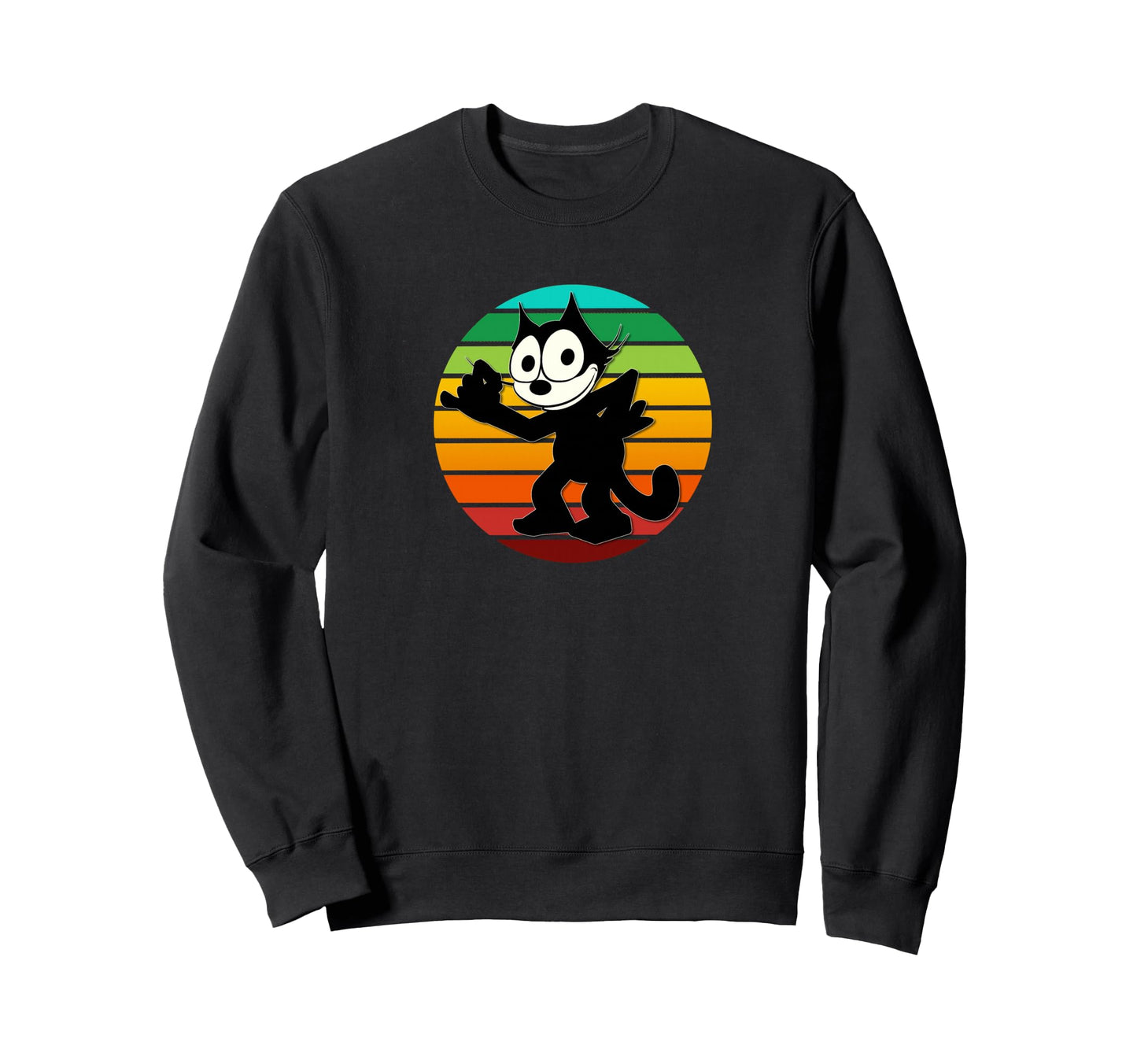 Felix Cartoon Cat Rainbow Sunset Sweatshirt - Custom Art Print Men Women - T-Shirt, Sweatshirt, Hoodie