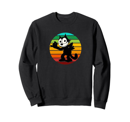 Felix Cartoon Cat Rainbow Sunset Sweatshirt - Custom Art Print Men Women - T-Shirt, Sweatshirt, Hoodie