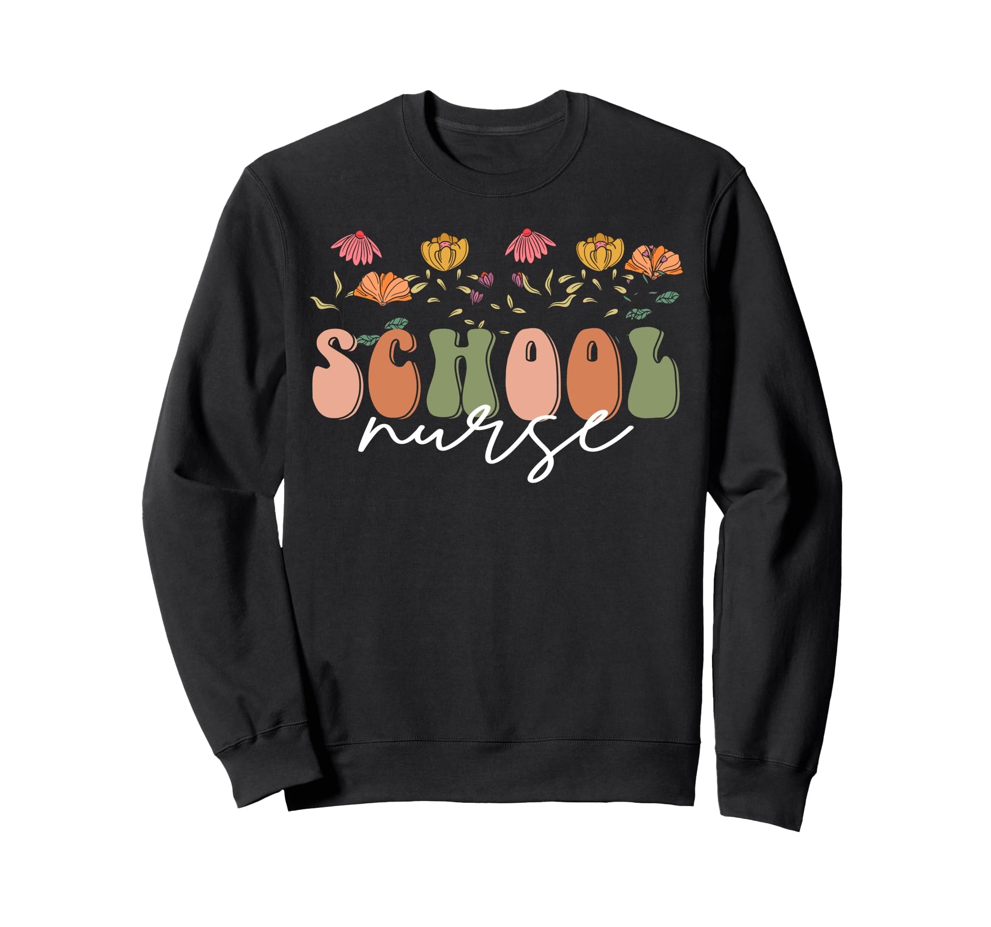 Boho Floral School Nurse Gift Wildflower Sweatshirt - Trendy Graphic Unisex - T-Shirt, Sweatshirt, Hoodie