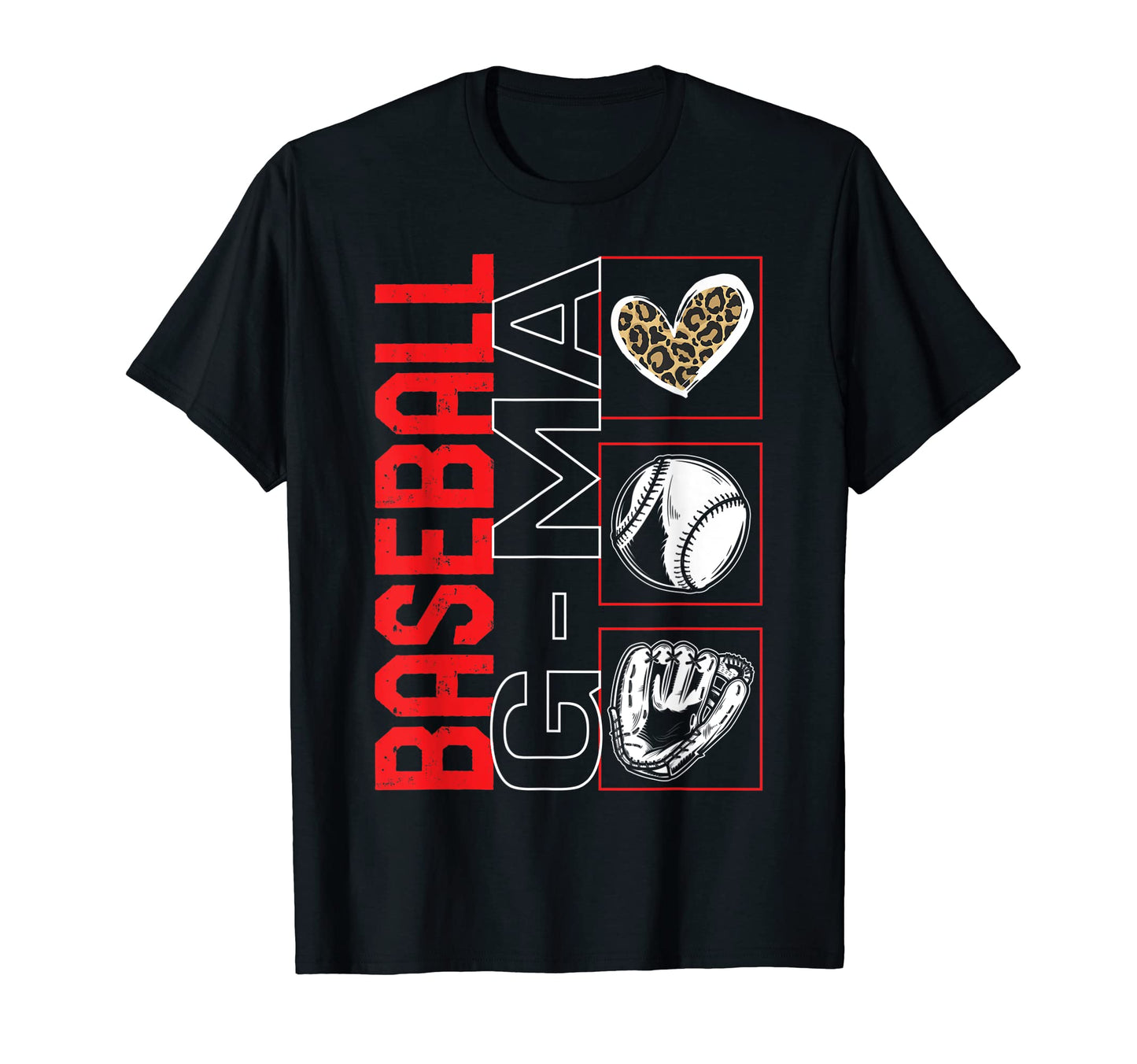 Baseball G Ma Leopard Heart Grandma T-Shirt - Casual Everyday Wear Unisex - T-Shirt, Sweatshirt, Hoodie
