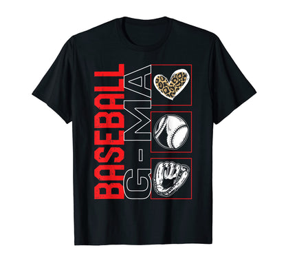 Baseball G Ma Leopard Heart Grandma T-Shirt - Casual Everyday Wear Unisex - T-Shirt, Sweatshirt, Hoodie