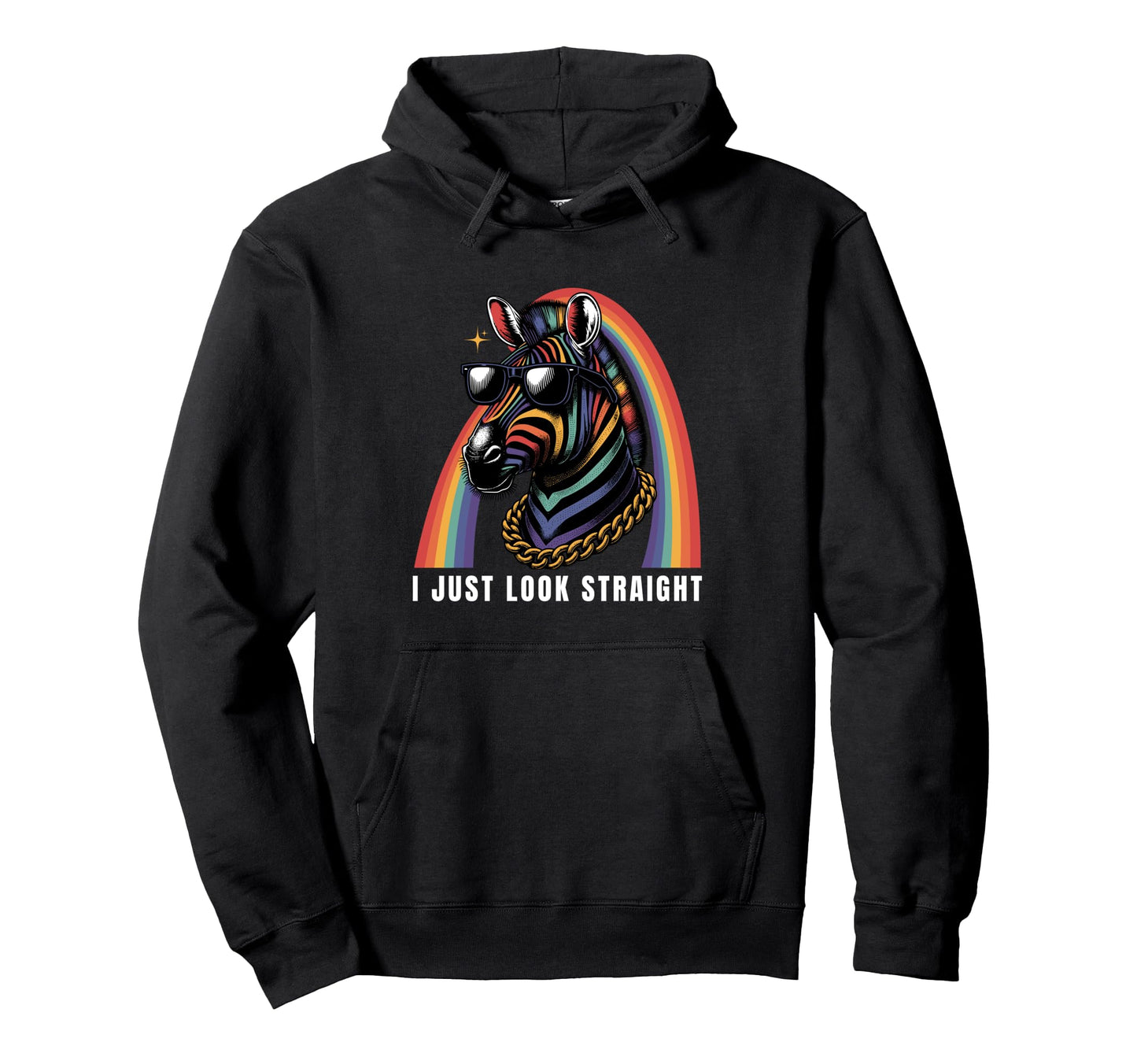 Gay Pride Rainbow Funny Zebra Trendy Hoodie - Fun Novelty Design Unisex - T-Shirt, Sweatshirt, Hoodie