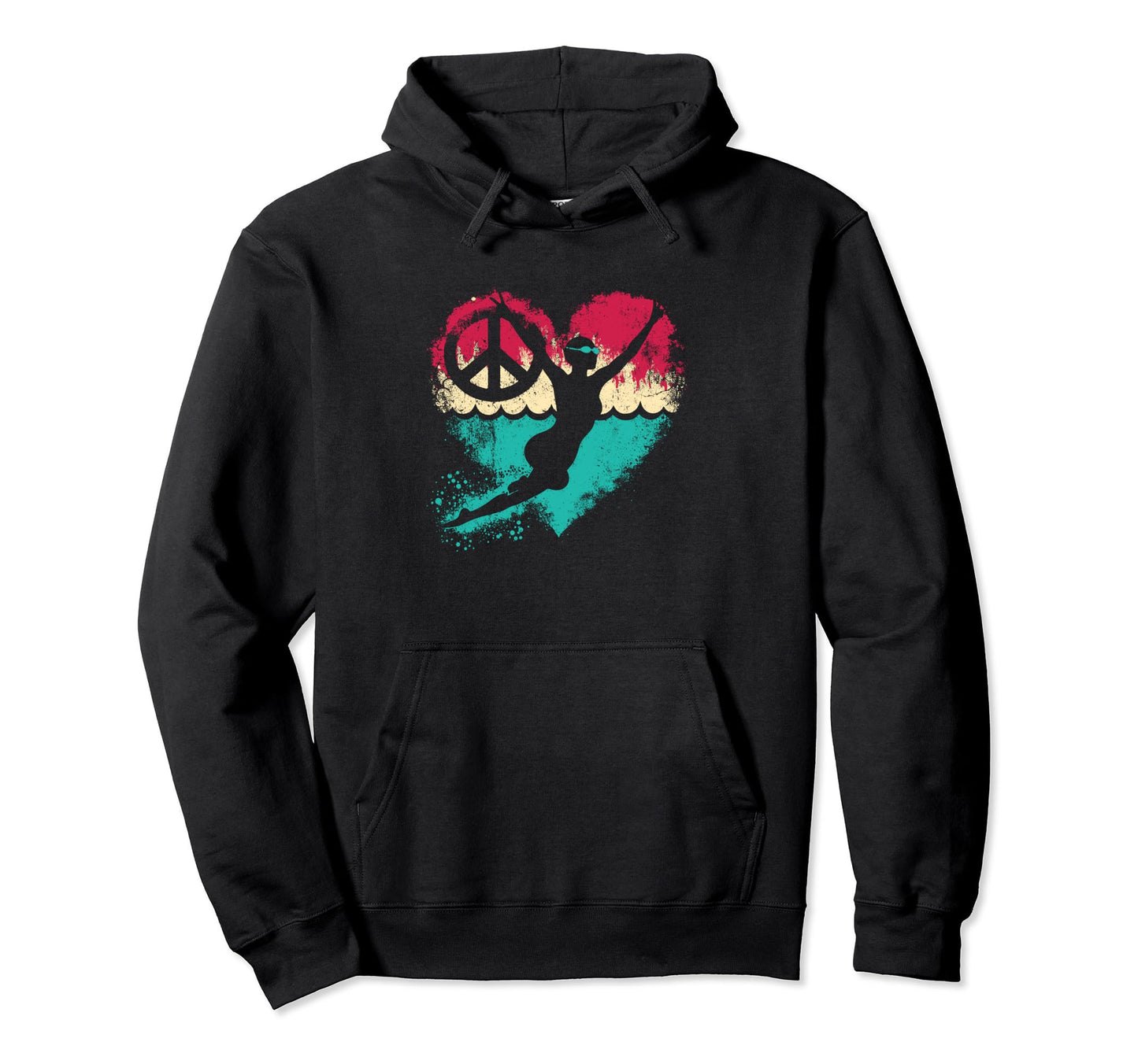 Peace Love And Swimming Peace Symbol Hoodie - Minimalist Print Men Women - T-Shirt, Sweatshirt, Hoodie