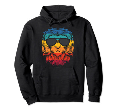 Lion Sunglasses Rainbow Pride Furry Hoodie - Fun Novelty Design Men Women - T-Shirt, Sweatshirt, Hoodie