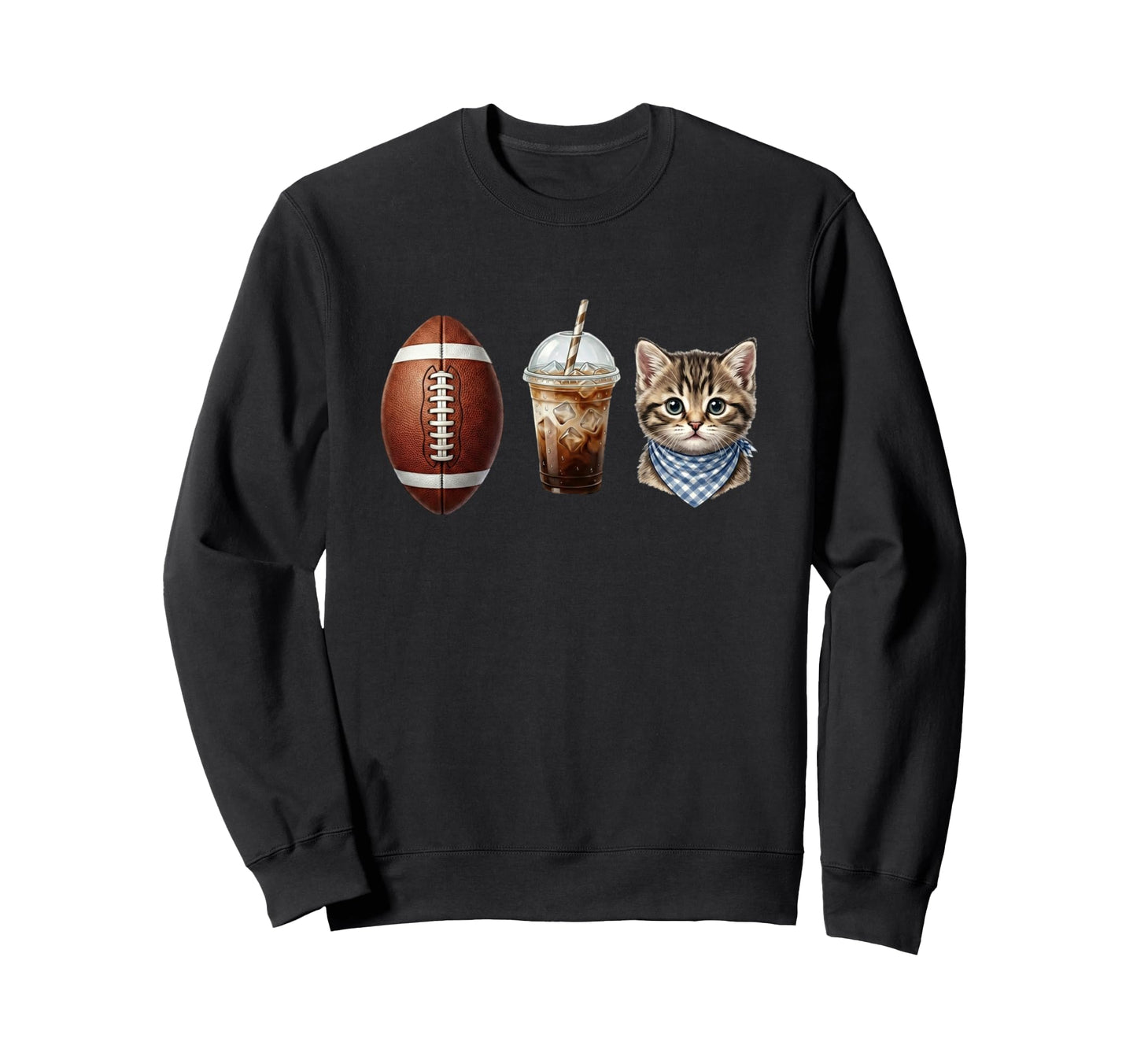 Womens Football Iced Coffee Kitten Sweatshirt - Novelty Apparel Men Women - T-Shirt, Sweatshirt, Hoodie