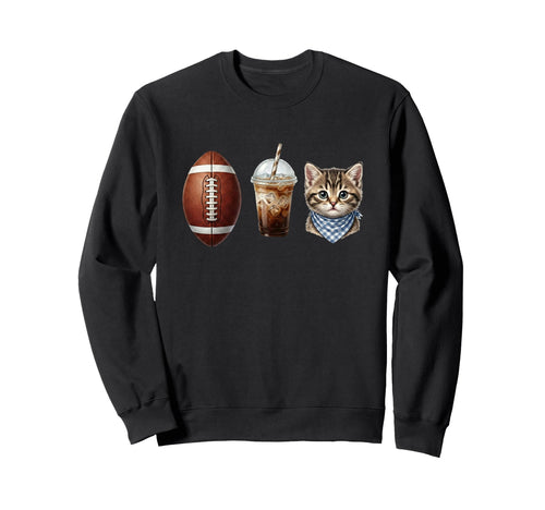 Womens Football Iced Coffee Kitten Sweatshirt - Novelty Apparel Men Women - T-Shirt, Sweatshirt, Hoodie