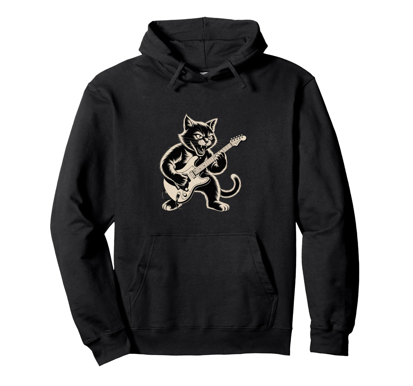 Cat Playing Loud Electric Guitar Hoodie - Novelty Apparel Unisex - T-Shirt, Sweatshirt, Hoodie