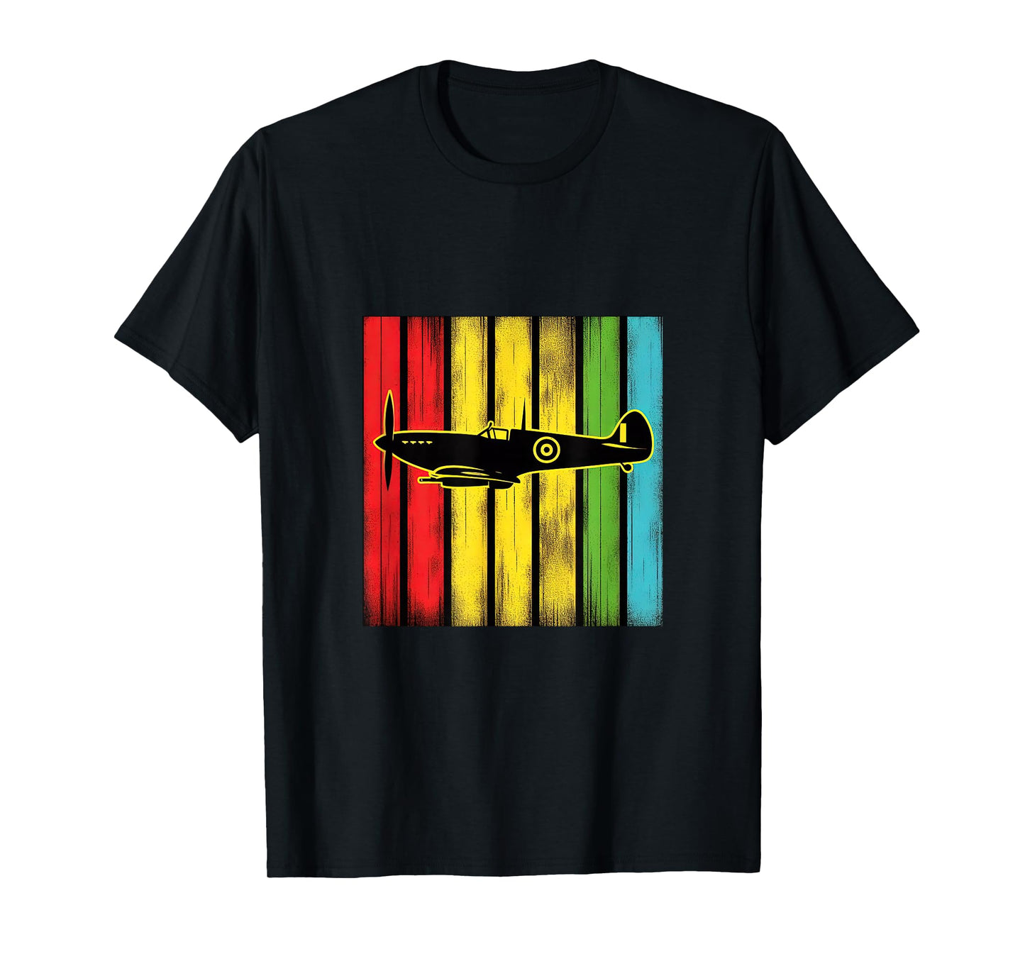 Ww2 Spitfire Raf Warplane Rainbow Colors T-Shirt - Trendy Graphic Men Women - T-Shirt, Sweatshirt, Hoodie
