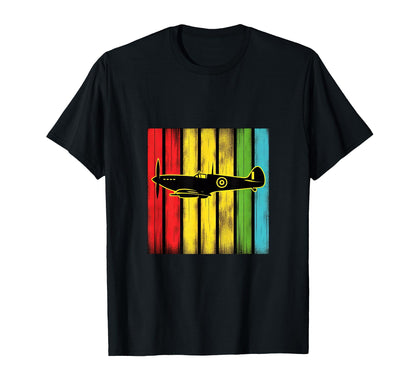 Ww2 Spitfire Raf Warplane Rainbow Colors T-Shirt - Trendy Graphic Men Women - T-Shirt, Sweatshirt, Hoodie