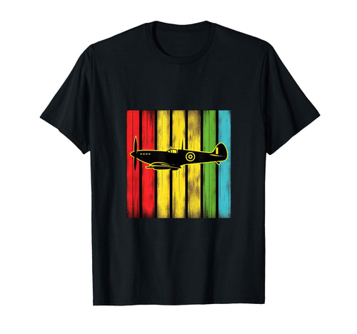 Ww2 Spitfire Raf Warplane Rainbow Colors T-Shirt - Trendy Graphic Men Women - T-Shirt, Sweatshirt, Hoodie