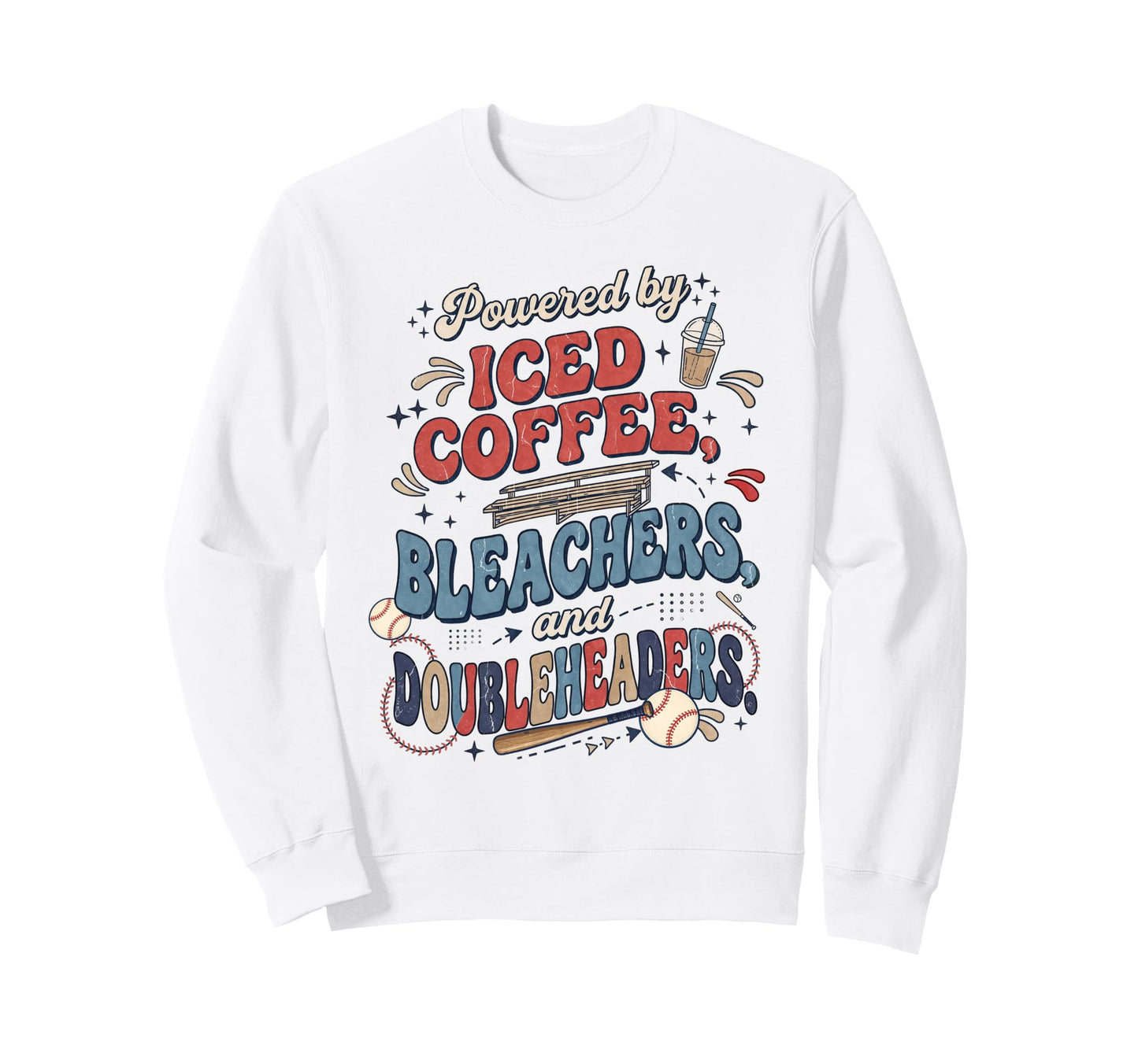 Funny Baseball Mom Iced Coffee Sweatshirt - Fun Novelty Design Men Women - T-Shirt, Sweatshirt, Hoodie