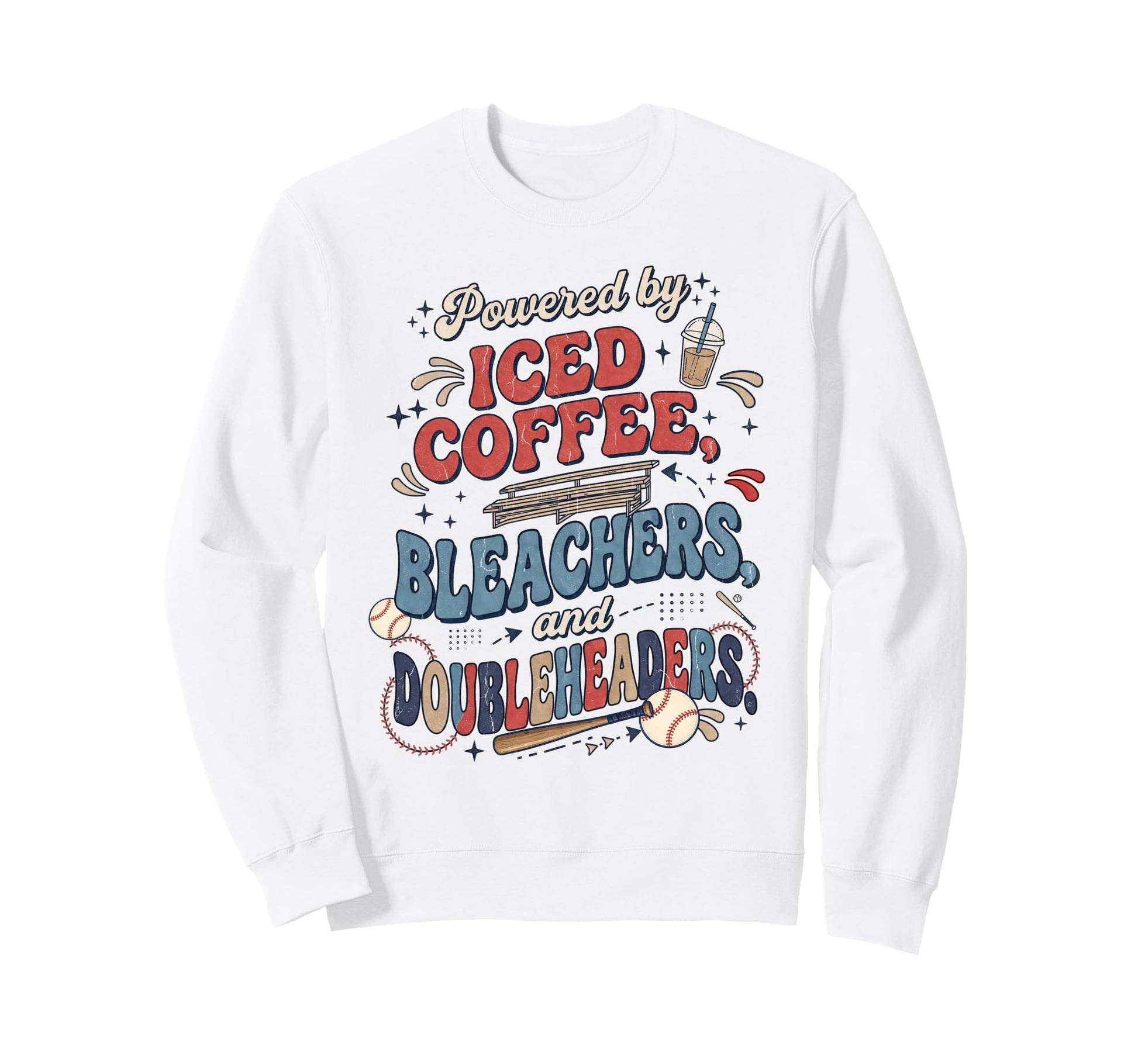 Funny Baseball Mom Iced Coffee Sweatshirt - Fun Novelty Design Men Women - T-Shirt, Sweatshirt, Hoodie