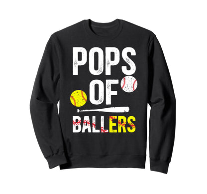 Pops Ballers Baseball Softball Pops Sweatshirt - Novelty Apparel Unisex - T-Shirt, Sweatshirt, Hoodie