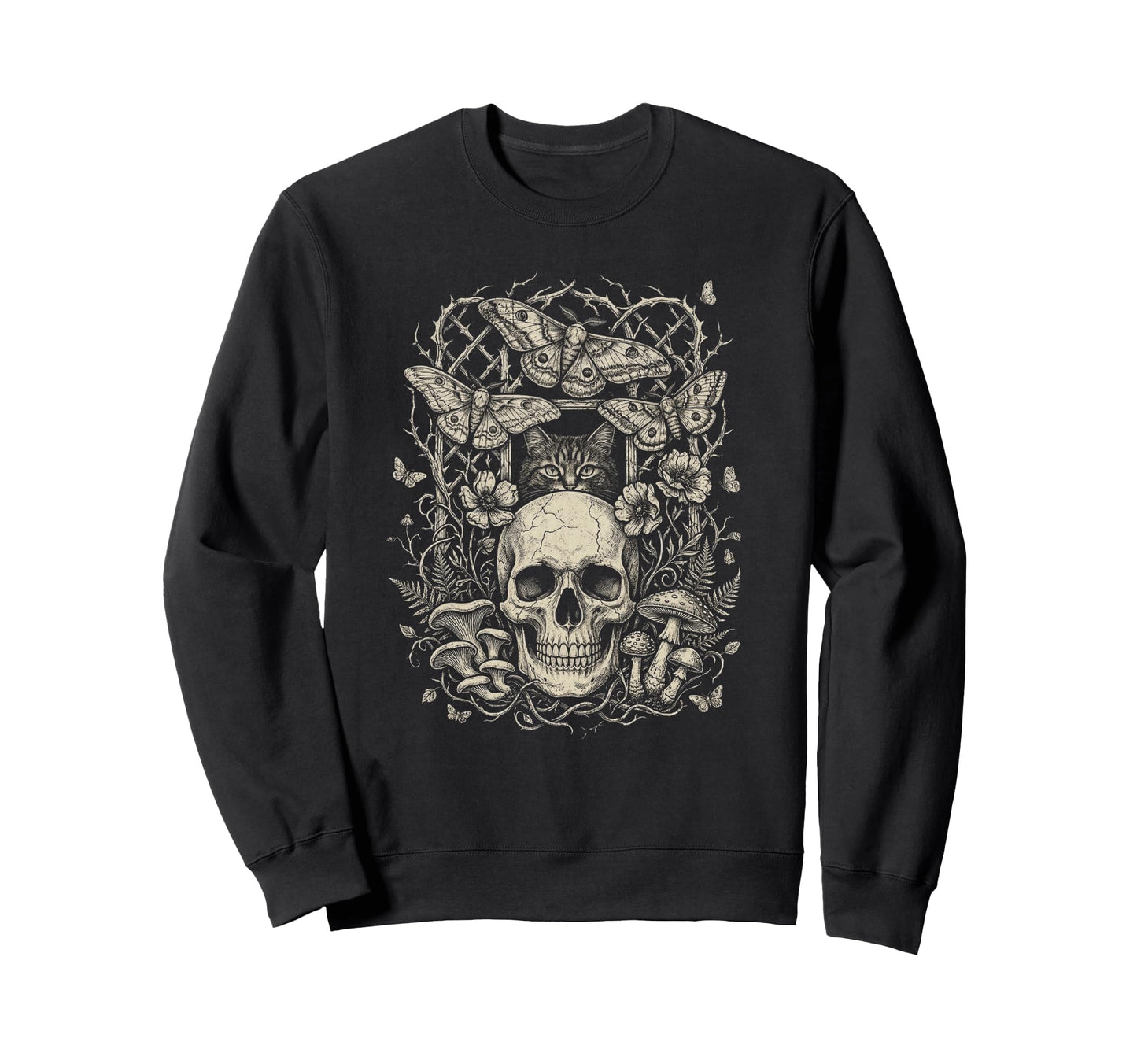 Skull Cat Skeleton Kitty Sweatshirt - Casual Everyday Wear Men Women - T-Shirt, Sweatshirt, Hoodie