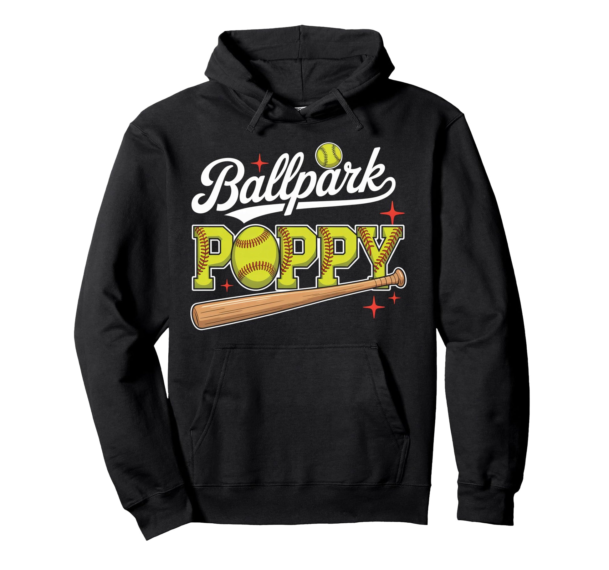 Ballpark Poppy Softball Grandpa Ball Game Hoodie - Minimalist Print Unisex - T-Shirt, Sweatshirt, Hoodie