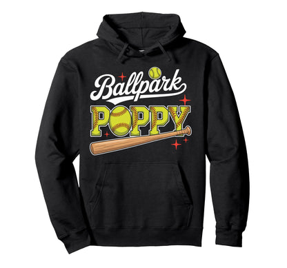 Ballpark Poppy Softball Grandpa Ball Game Hoodie - Minimalist Print Unisex - T-Shirt, Sweatshirt, Hoodie