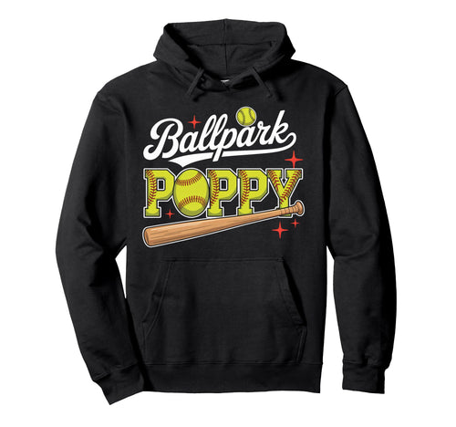 Ballpark Poppy Softball Grandpa Ball Game Hoodie - Minimalist Print Unisex - T-Shirt, Sweatshirt, Hoodie