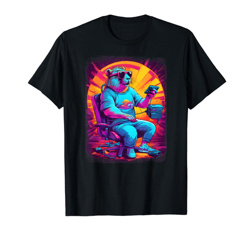 Vaporwave Aesthetic Gamer Worry Be Capy T-Shirt - Graphic Print Men Women - T-Shirt, Sweatshirt, Hoodie
