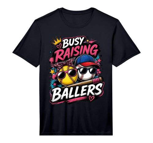 Mens Busy Raising Ballers Softball T-Shirt - Minimalist Print for Adults - T-Shirt, Sweatshirt, Hoodie
