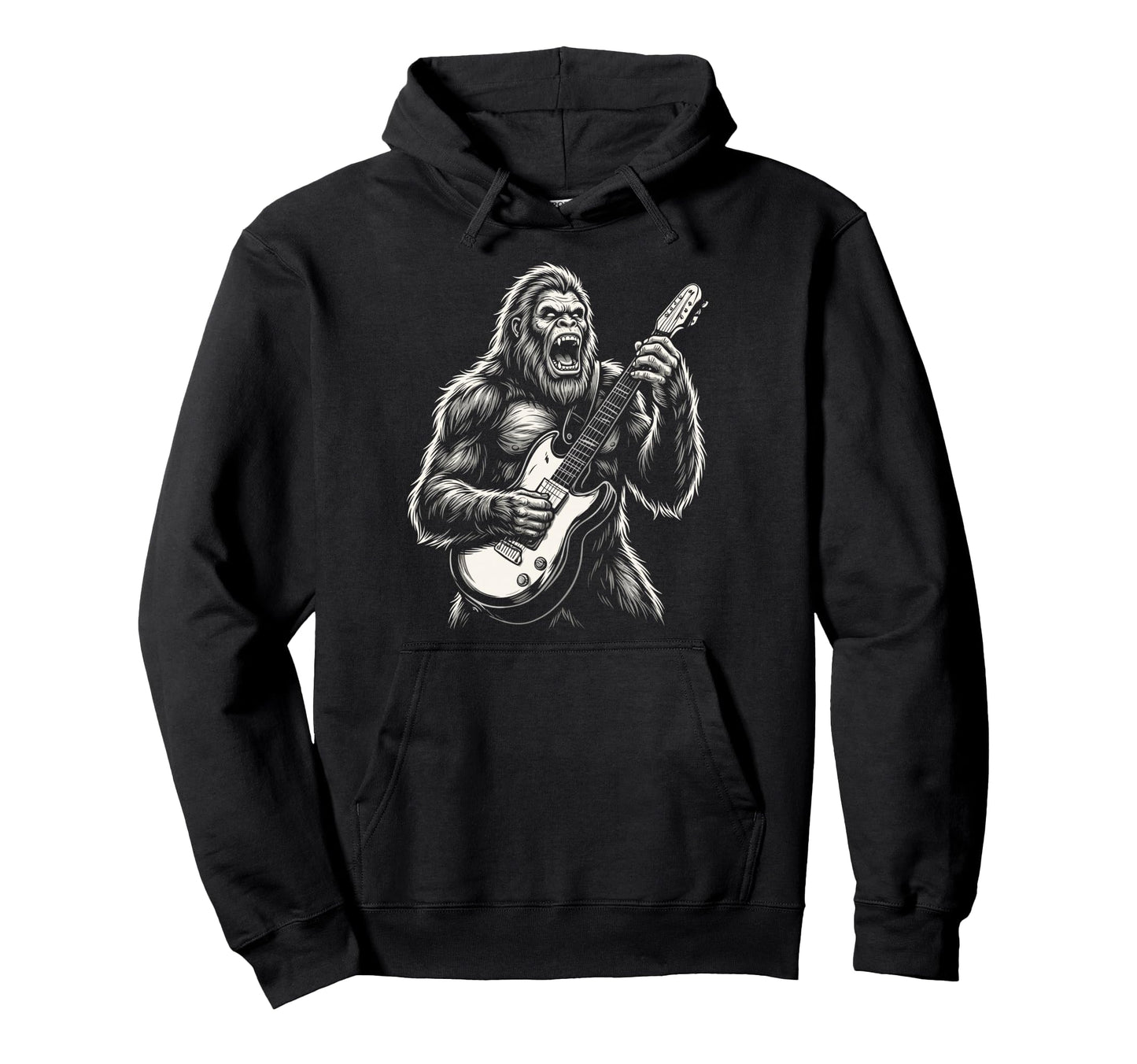 Funny Bigfoot Playing Guitar Heavy Hoodie - Casual Everyday Wear Unisex - T-Shirt, Sweatshirt, Hoodie