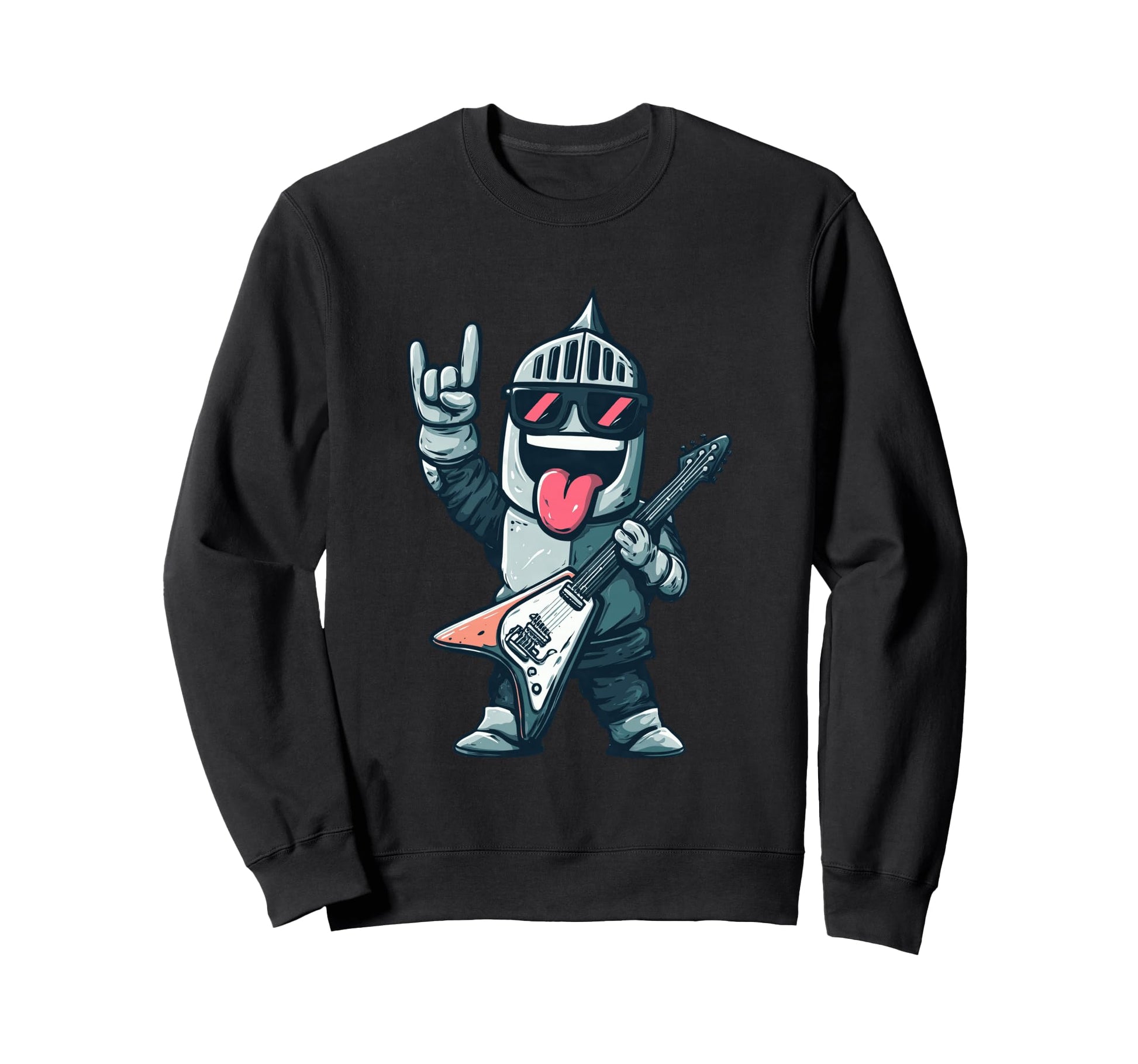 Funny Cartoon Knight Guitar Player Sweatshirt - Custom Art Print Men Women - T-Shirt, Sweatshirt, Hoodie