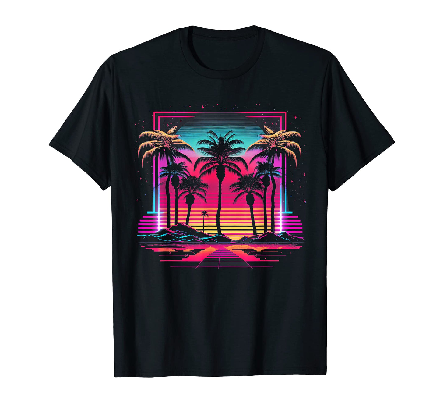Palm Tree Vaporwave Retrowave Aesthetic T-Shirt - Custom Art Print Unisex - T-Shirt, Sweatshirt, Hoodie