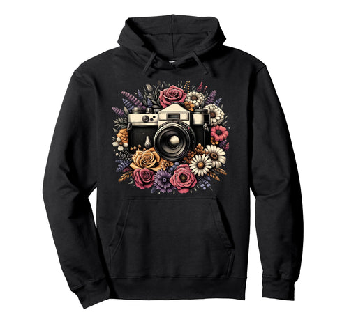 Camera Floral Hoodie - Trendy Graphic Men Women - T-Shirt, Sweatshirt, Hoodie