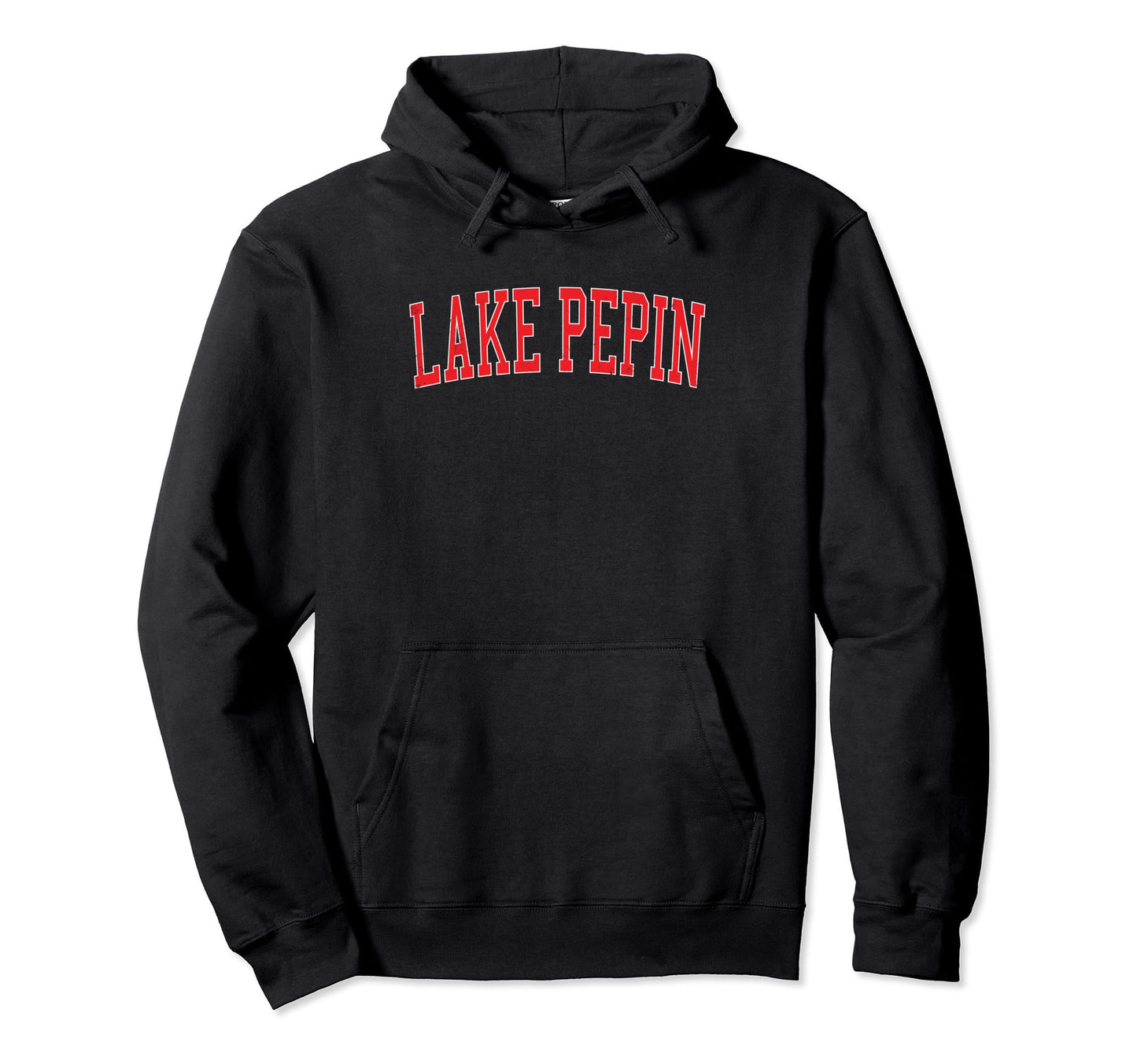 Lake Pepin Distressed Red Varsity Hoodie - Minimalist Print Men Women - T-Shirt, Sweatshirt, Hoodie