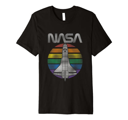 Nasa Space Shuttle Rainbow Stripe Badge T-Shirt - Unique Graphic Men Women - T-Shirt, Sweatshirt, Hoodie