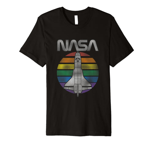 Nasa Space Shuttle Rainbow Stripe Badge T-Shirt - Unique Graphic Men Women - T-Shirt, Sweatshirt, Hoodie