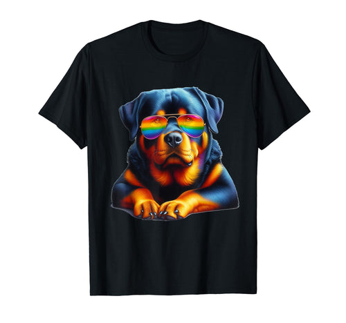 Rottweiler Rainbow Sunglasses T-Shirt - Streetwear Style Men Women - T-Shirt, Sweatshirt, Hoodie
