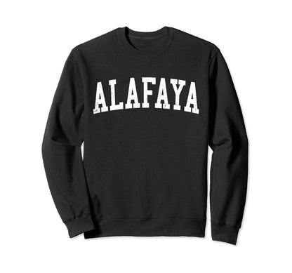 Alafaya Fl Distressed White Varsity Sweatshirt - Graphic Print Unisex - T-Shirt, Sweatshirt, Hoodie