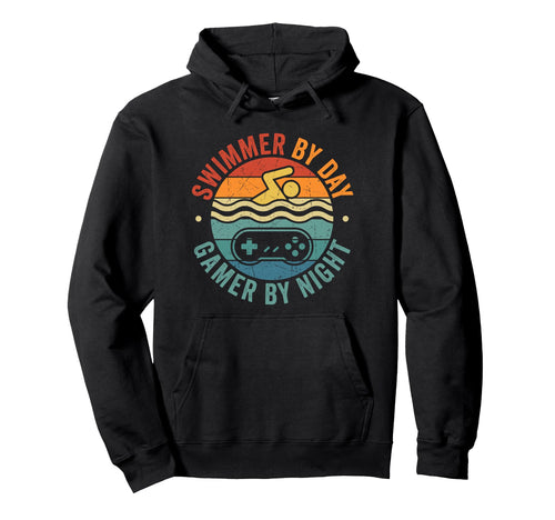 Swimmer Day Gamer Night Funny Swmming Hoodie - Aesthetic Graphic Unisex - T-Shirt, Sweatshirt, Hoodie