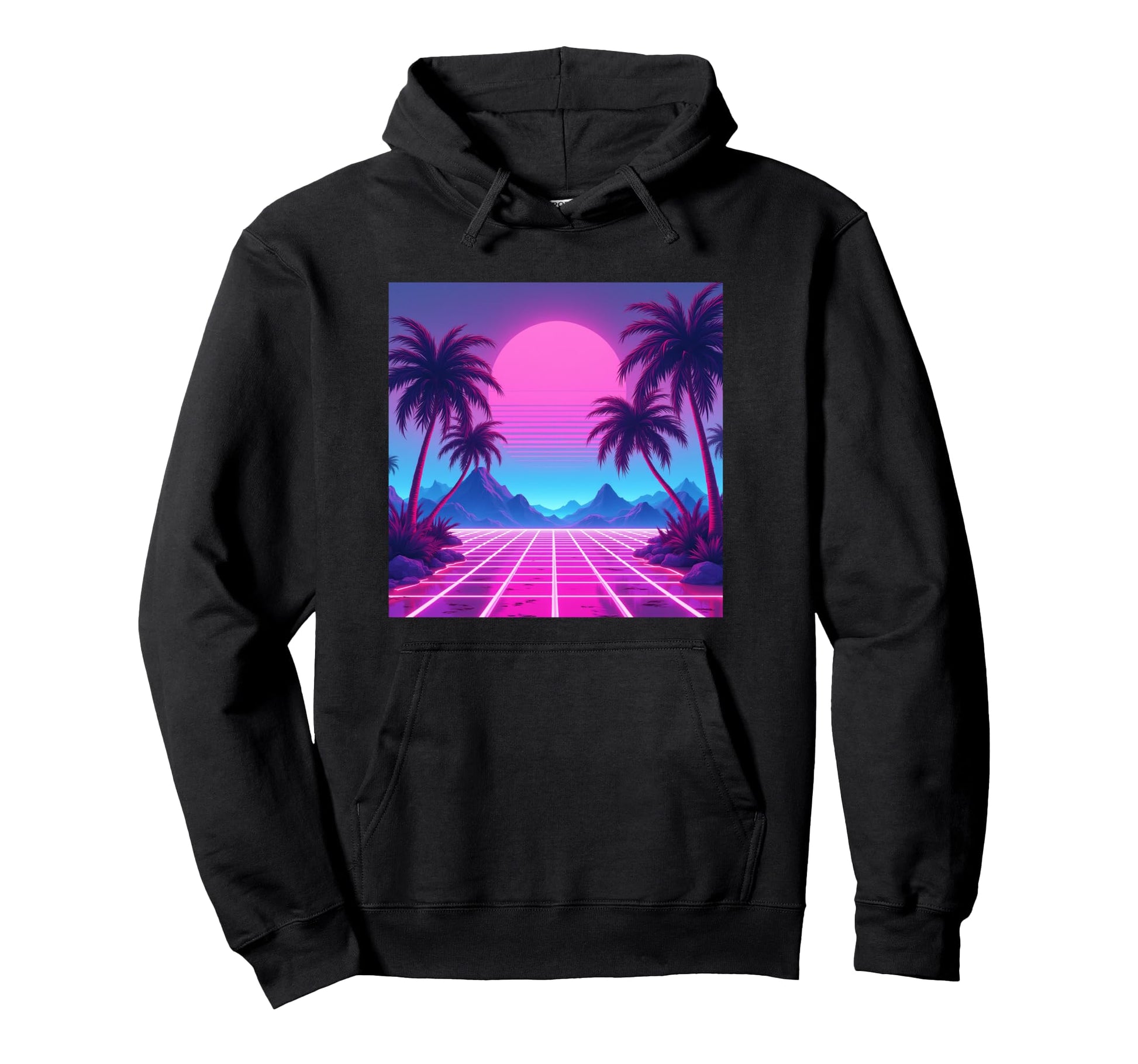 80S Vaporwave Aesthetic Palm Trees Hoodie - Streetwear Style Men Women - T-Shirt, Sweatshirt, Hoodie