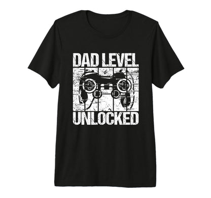 Dad Level Unlocked Gaming Controller T-Shirt - Graphic Print Men Women - T-Shirt, Sweatshirt, Hoodie