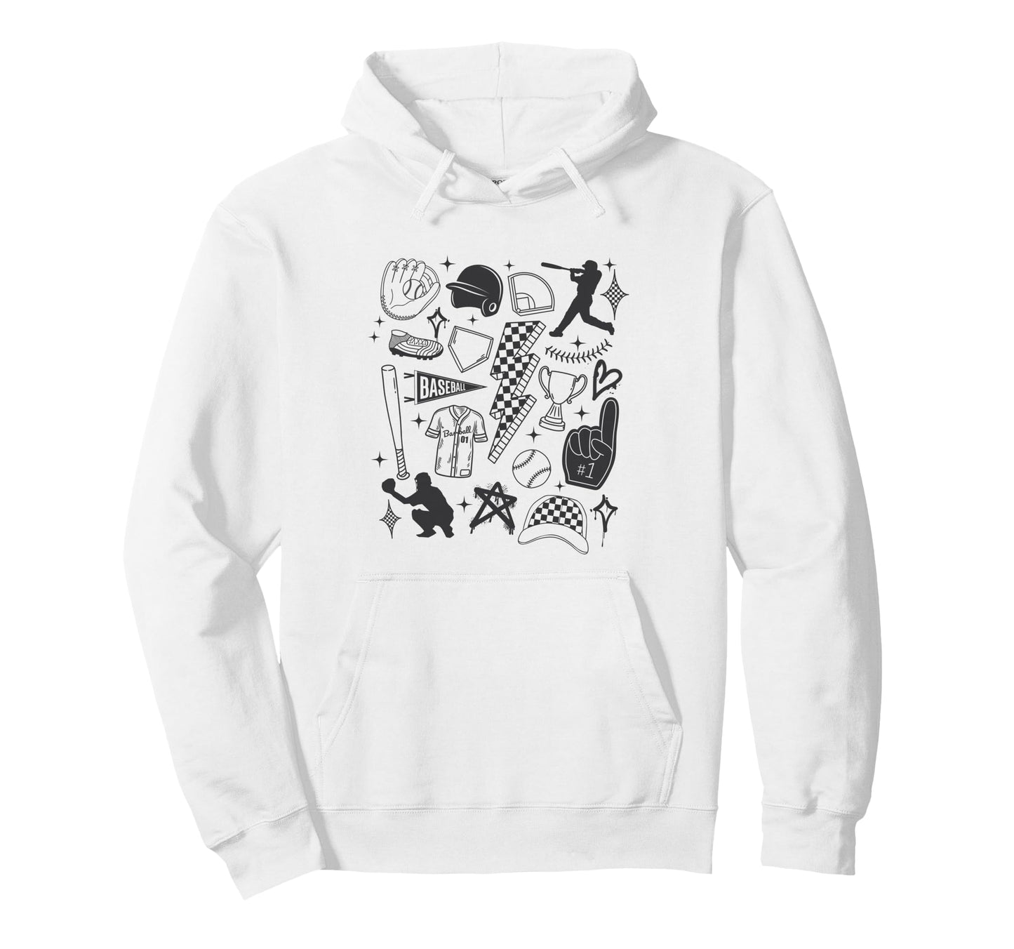 Baseball Player Game Day Punk Line Hoodie - Streetwear Style for Adults - T-Shirt, Sweatshirt, Hoodie