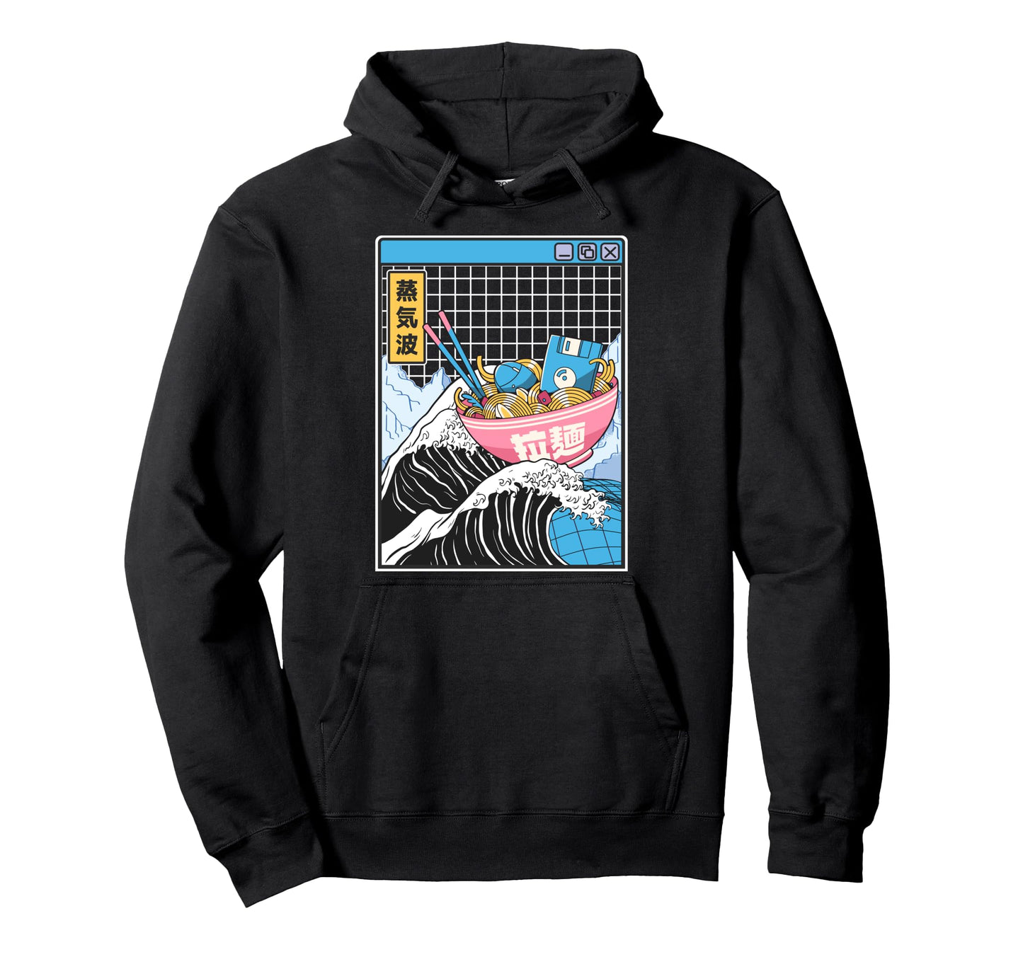 Digital Ramen Bowl Kanagawa Wave Digital Hoodie - Minimalist Print Unisex - T-Shirt, Sweatshirt, Hoodie