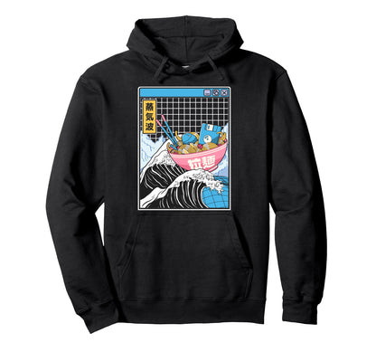 Digital Ramen Bowl Kanagawa Wave Digital Hoodie - Minimalist Print Unisex - T-Shirt, Sweatshirt, Hoodie