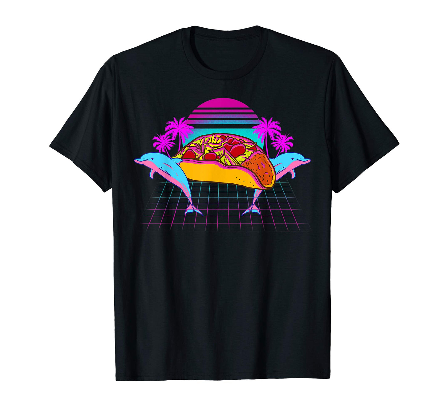 90S 80S Dolphin Taco Vaporwave T-Shirt - Streetwear Style Men Women - T-Shirt, Sweatshirt, Hoodie