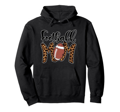 Football Mom Leopard American Hoodie - Casual Everyday Wear Men Women - T-Shirt, Sweatshirt, Hoodie