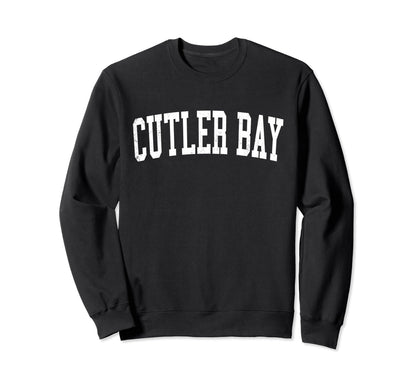 Cutler Bay Fl Distressed White Sweatshirt - Casual Everyday Wear Men Women - T-Shirt, Sweatshirt, Hoodie