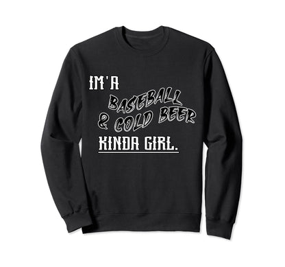 Im Baseball And Cold Beer Kinda Sweatshirt - Minimalist Print for Adults - T-Shirt, Sweatshirt, Hoodie