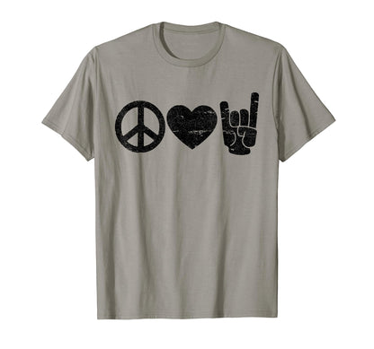 Peace Love Rock And Roll Rock And Roll T-Shirt - Graphic Print Unisex - T-Shirt, Sweatshirt, Hoodie